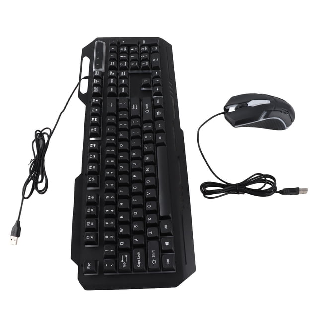 Combo De Teclado Y Ratón Con Cable, Juego De Teclado Y Ratón Con Cable USB De Respuesta Rápida De 1200DPI, Luz RGB Ergonómica, Control Preciso Para PC