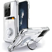 Shields Up for Galaxy S21 Ultra Case, Minimalist Wallet Case with Card Holder and Ring Kickstand/Stand, [Drop