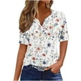 thumbnail image 2 of Wiyuqeen Ladies Short Sleeve Tops Henley Loose Fitting Print Blouses V Neck Tunic Summer Casual Shirts Trendy Going Out Work Office Pullover Fashion, 2 of 5