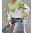 thumbnail image 2 of Drop Shoulder Color Block Sweater Green Large, 2 of 3