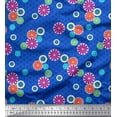 thumbnail image 1 of Soimoi Blue polyester Crepe Fabric Artistic Flower & Geometric Printed Fabric 1 Yard 42 Inch Wide, 1 of 1