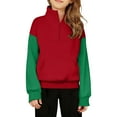 thumbnail image 2 of Half Zip Sweatshirts for Girls Boys Long Sleeve Stand Collared Thumb Hole Plain Sweatshirt with Pockets Pullover Tops, 2 of 4