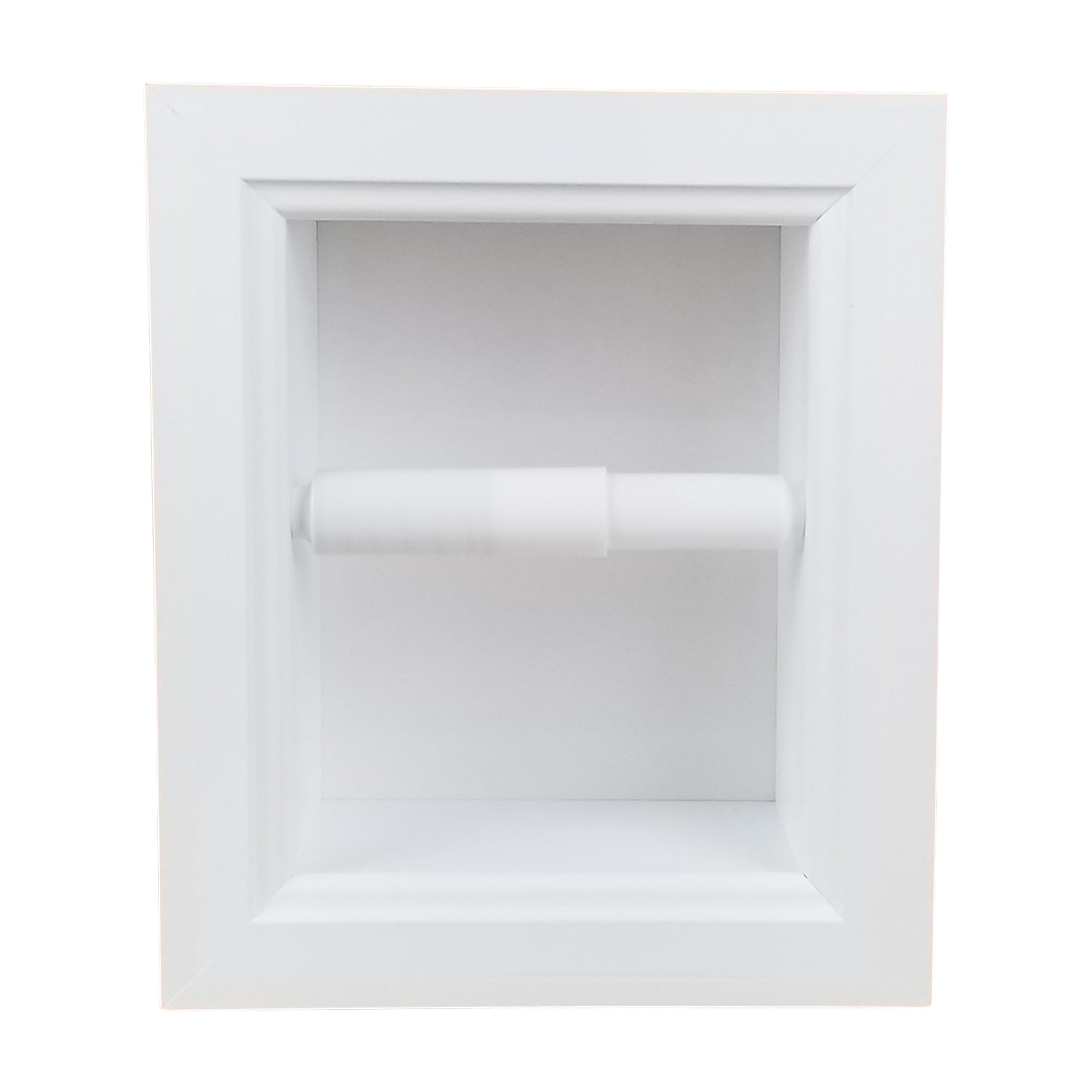 Typhon Recessed Solid Wood Toilet Paper Holder 7 x 8.5, White Enamel