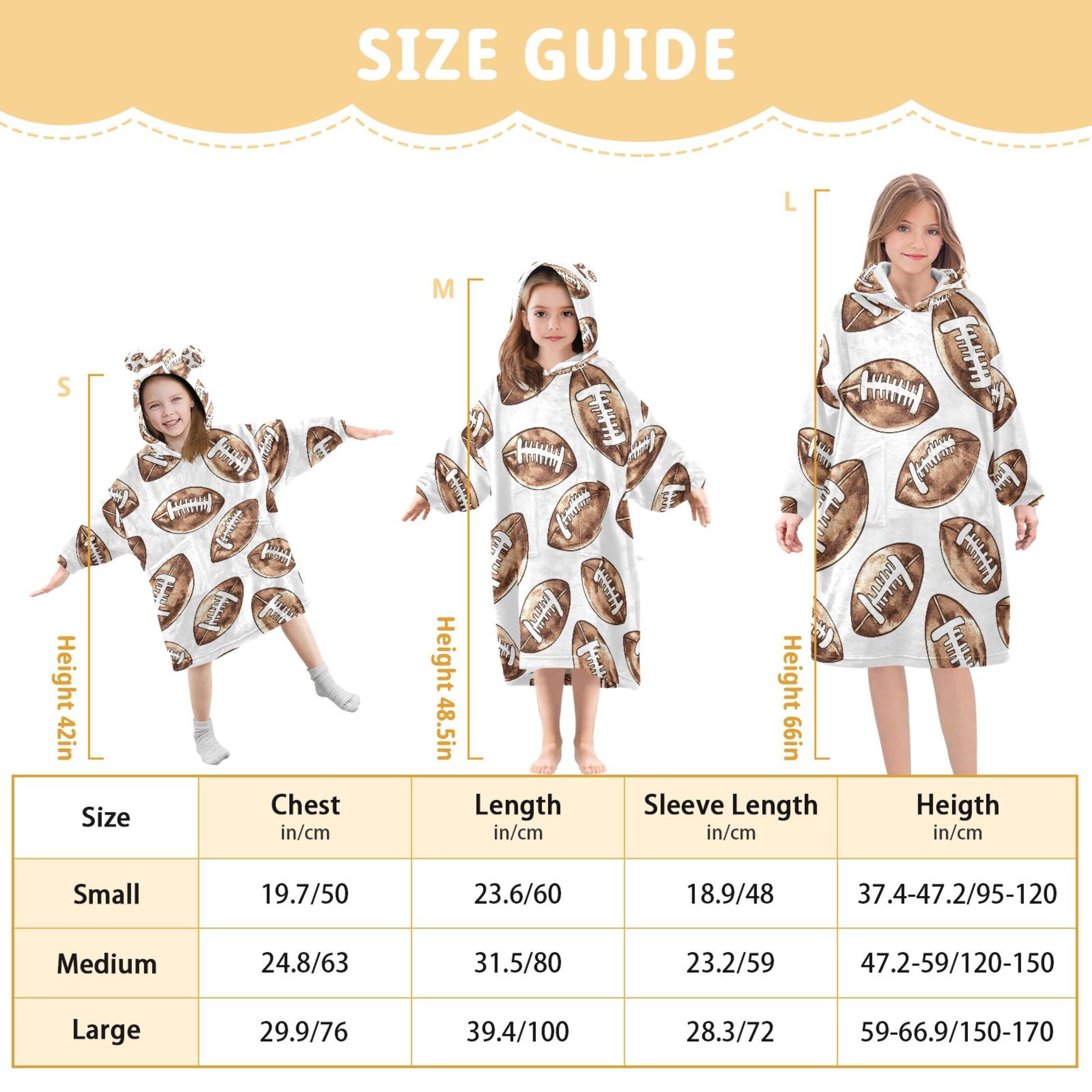 joogoo Wearable Blanket Hoodie for Retro Football Oversized Sherpa Hooded 3-14 YR M