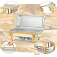 thumbnail image 4 of Ataucjin 2-Pack 8 Quart Stainless Steel Chafing Dish Buffet Set with Foldable Frame for Catering Weddings Banquets Buffet Warmers Food-Grade Gold Finish, 4 of 7