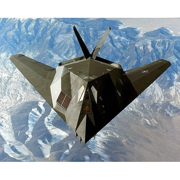 F-117 Stealth Fighter in Flight Style -1 - 12x18 Inch Laminated Aviation Poster - Stunning Detail and Bold Colors