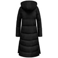 thumbnail image 2 of Chrisuno Womens Winter Jacket Women Coat Puffy Lightweight Jackets Long Quilted Hooded Maxi Length Sleeve Puffer Padded Parka Outerwear Black XL, 2 of 5