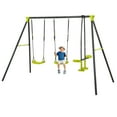 thumbnail image 2 of Aukfa Swing Sets for Backyard, 3 in 1 Playset, Heavy-Duty Metal Frame with Adjustable Belt Swings and Swing Glider for Boy Girl Gift 3 to 8 Years, 2 of 8