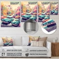 thumbnail image 4 of Designart "Retro Roadsters in Green and Coral" Retro Car Metal Art Living Room, 4 of 5