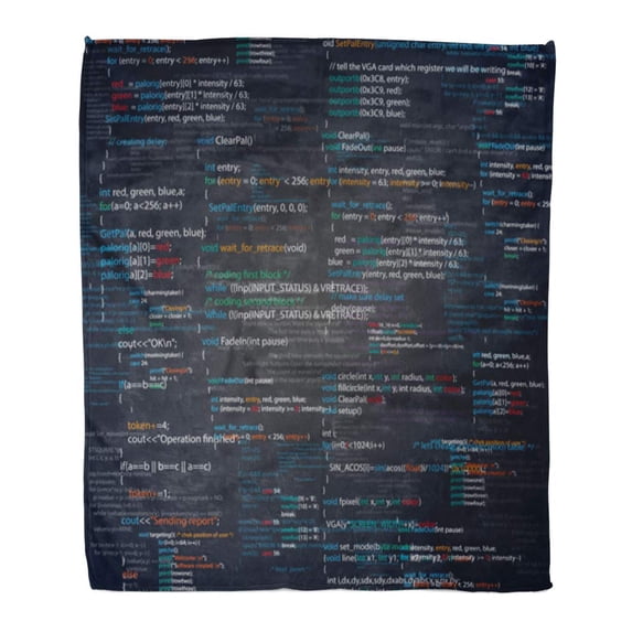 SIDONKU Throw Blanket 50x60 Inches Abstract Programming Code Screen Different Parts of Algorithms Software Developer Warm Flannel Soft Blanket for Couch Sofa Bed
