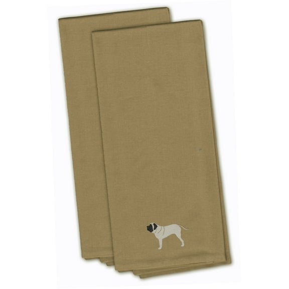 English Mastiff Tan Embroidered Towel Set of 2