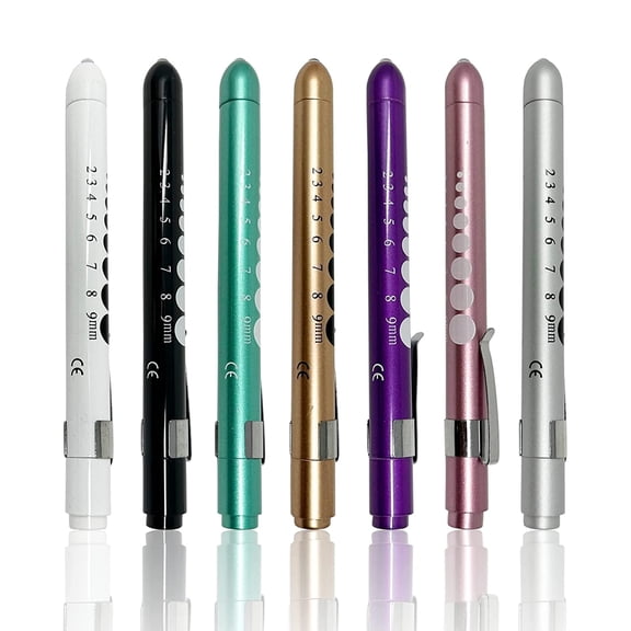 HIBIBUD Premium Reusable Diagnostic Penlight With Pupil Gauge - Medical Nurse Penlight - Green