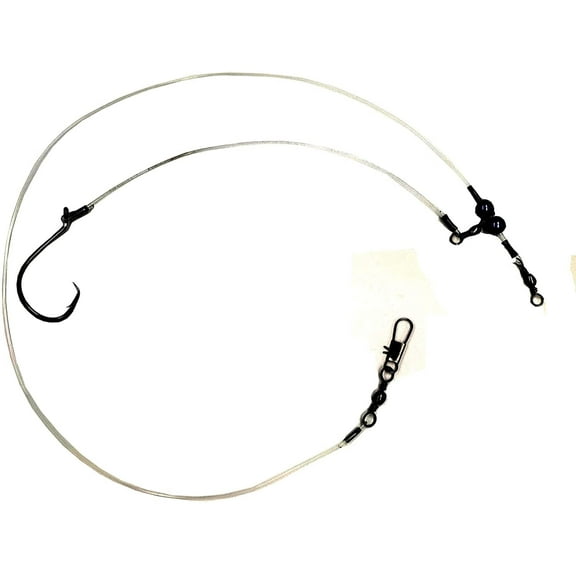Stellar Single Drop 1/0 Hook Drum Leaders (3 Pack), Saltwater Fishing Rig, Circle Hooks 100 lb. Mono