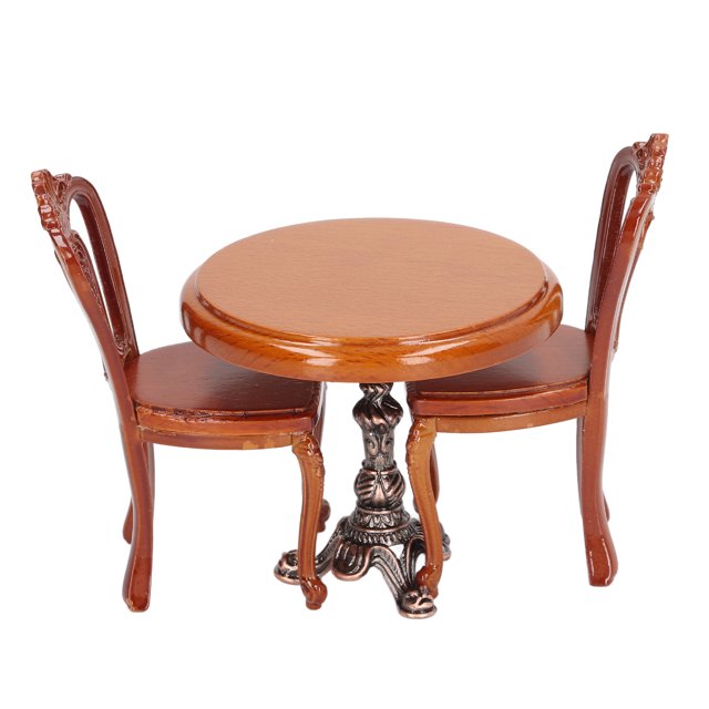 Dollhouse Dining Table Chair Set, Miniature Exquisite Carving Doll House Furniture Accessories For Collection