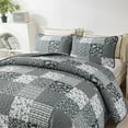 thumbnail image 4 of Dintszyayue Grid Patchwork Quilt Set King Size, 3Pcs Gray Bedding Sets Lightweight Adult(90"x110"), 4 of 4