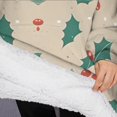 thumbnail image 3 of Oversized Wearable Blanket Hoodie,Beige Christmas Holly Pattern Sherpa Blanket Hoodie with Super Pockets,Super Warm Fuzzy Pullover for Women & Men, 3 of 6