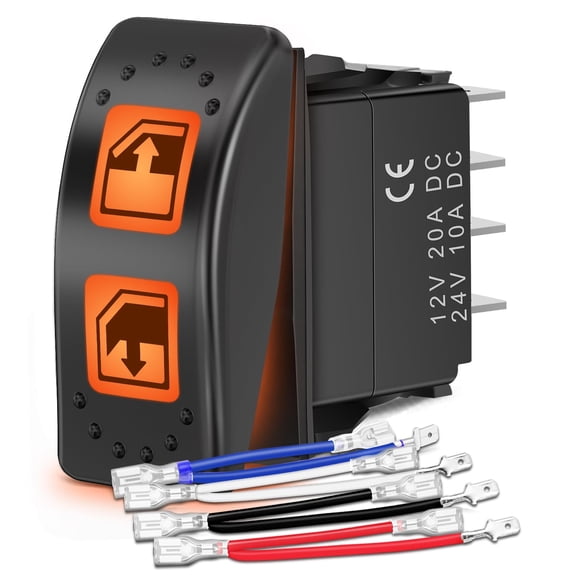 Nilight Left Hand Driver Power Window Switch with Orange Backlit 8 PIN 12V 24V with Jumper Wires for UTV