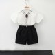 thumbnail image 4 of Odeerbi Chicos 4 Piezas Caballero Traje Formal Preppy Vestido de Manga Corta Camisa de Vestido + Traje Pantalones Cortos + Colgantes + Corbata Colegial Conjunto de Uniforme, 4 of 9