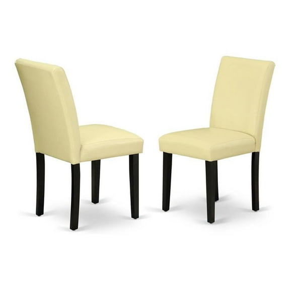 Pemberly Row 35" Leather Dining Chairs in Beige/Black (Set of 2)