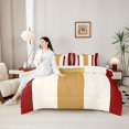 thumbnail image 5 of Homewish Vintage Vertical Lines 7-Piece Twin Bedding,Contemporary Stripe Bedding Comforter Set,Red,Reversible, 5 of 8