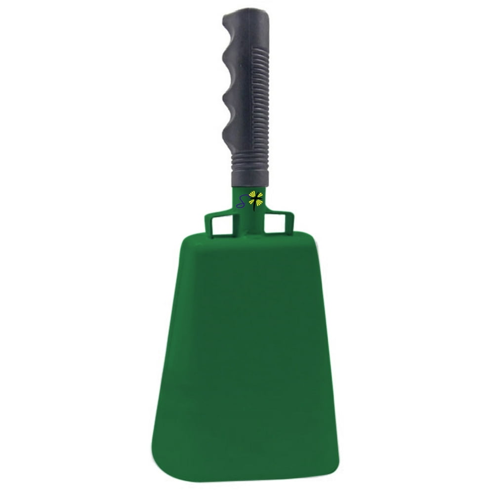 11.2 inch Hunter Green Bell Black Handle Cowbell with Stick Grip Handle