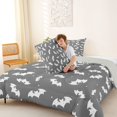 thumbnail image 4 of Homewish Halloween Theme Bat Full Size Comforter Sets,White Silhouette Dot Pattern Bedding Comforter Set,Gray,Light Gray Reversible,3-Piece,1 Comforter and 2 Pillowcases, 4 of 7