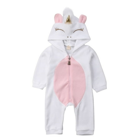 

Jxzom Newborn Infant Baby Unicorn Angel Wings Hooded Zipper Romper Jumpsuit Outfits Clothes