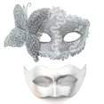 thumbnail image 5 of Couple Masquerade Eye Mask Half Face Masquerade Mask Masquerade Costume Accessory for Men Women Halloween Wedding Prom Silver, 5 of 5