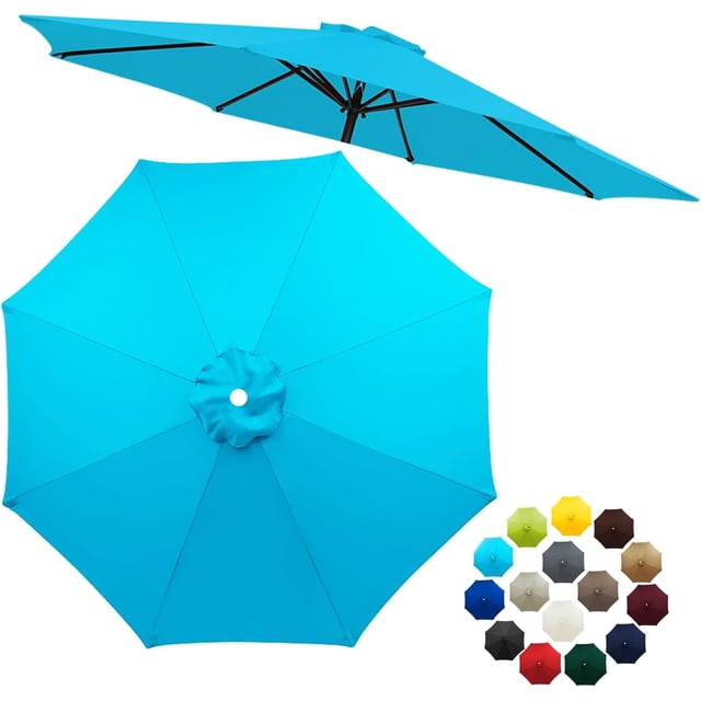 6.6ft/7.5ft/9ft/10ft Replacement Umbrella Cover, 6 Ribs 8 Ribs Outdoor Market Table Patio Umbrella Canopy Cover Replacement UV Protective Cloth(Lake Blue,7.5FT(8-Ribs))