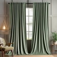 thumbnail image 2 of Sage Green Velvet Curtains 90 inches 2 Panels - Pinch Pleat Luxury Room Darkening Window Drapes for Bedroom Living Room Thermal Insulated Super Soft Blackout, Back Tab Rod Pocket, W52 x L90, 2 of 8