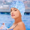 thumbnail image 4 of 3D Flower Water Sports Hat Breathable Swimming Bath Cap Soft Long Hair Swimming Hat Ear Protection Comfortable Pool Accesories, 4 of 6