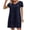 Navy, variant on Antinious Women Fashion Short Sleeve Round Neck Solid Versatile Stylish Midi Dress