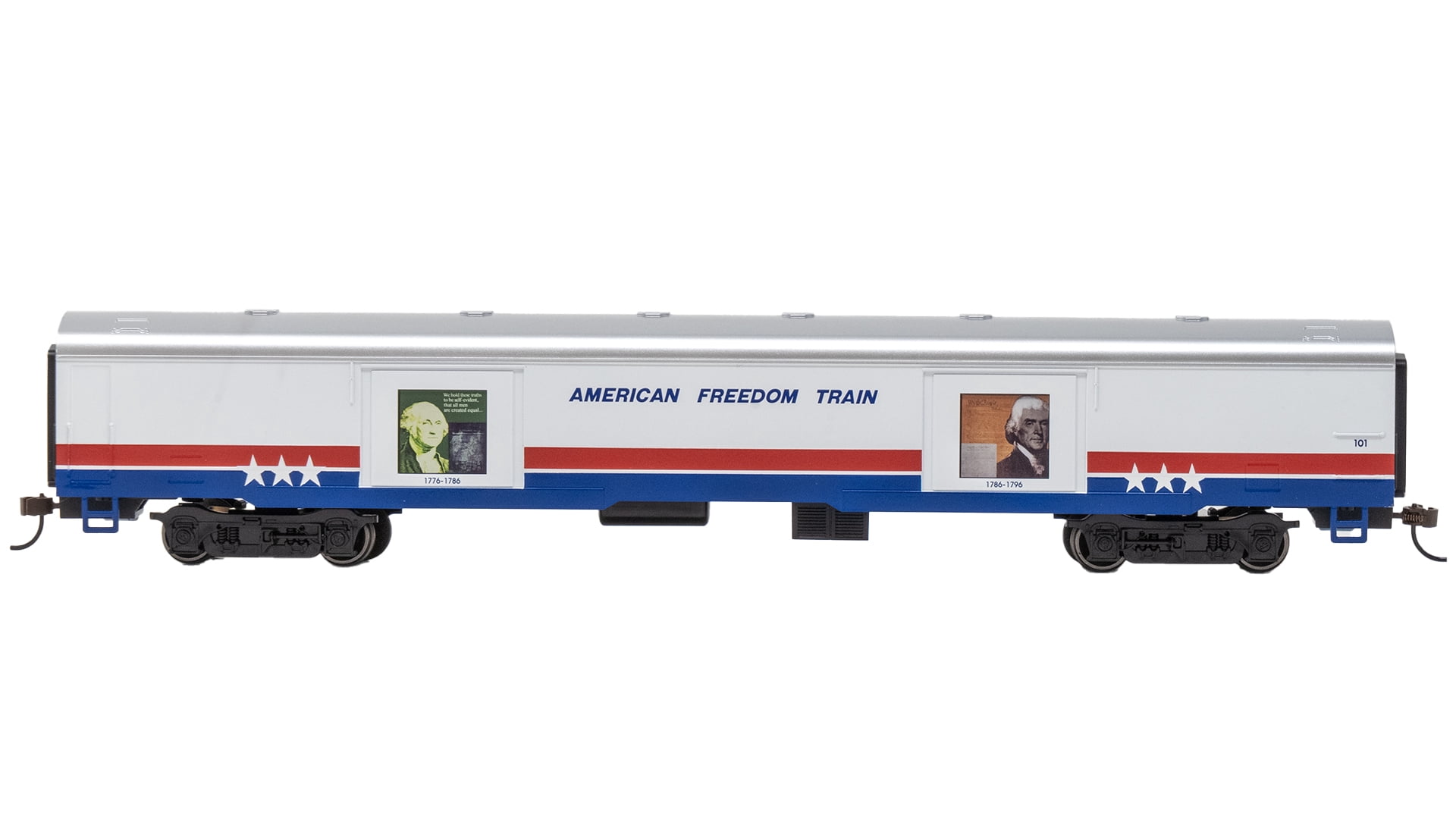 Bachmann Trains - LIMITED EDITION AMERICAN FREEDOM TRAIN CARS with LIGHTED DISPLAYS -EXHIBIT CAR #101 1776-1796 - HO Scale