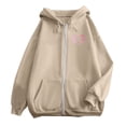 thumbnail image 5 of NinXxx Women's Cancer Prevention Zipper Long Sleeve Pocket Drawstring Hoodie Khaki L, 5 of 6