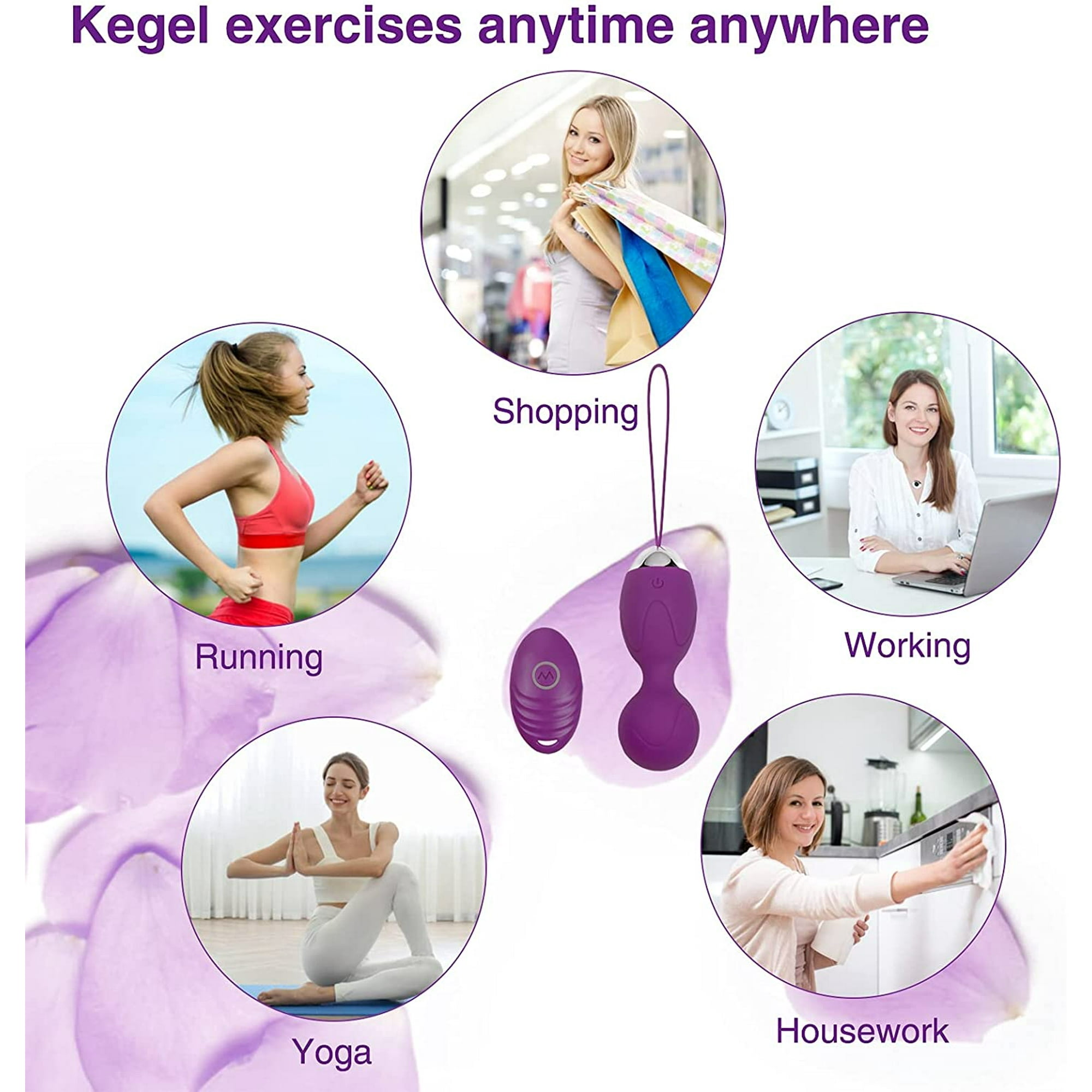 Rose Kegel Balls Exercise Weights for Women Remote Control Soft for Tightening Doctor Recommended Bladder Control Pelvic Floor Exercises for Beginners Advanced Purple Walmart