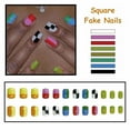 thumbnail image 4 of Press on Nails Short Square Fake Nails Glossy Glue on Nails Colorful Plaid Acrylic Nails Squoval Artificial Nails Rainbow Mosaic Squares Stick on False Nails with Design 24 pcs 05200Colorful 0.04, 4 of 4