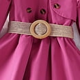 thumbnail image 5 of Glisme Girls Jacket Children Coat Autumn Solid Color Double Long Sleeve Trench Dress With Belt Long Trench Dress Softness Outerwear Everyday Wear Size 6-7 Years Pink, 5 of 6