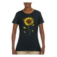 thumbnail image 2 of You Are My Sunshine Skull And Sunflower Inspirational/Christian Womens Graphic T-Shirt, Black, Small, 2 of 3