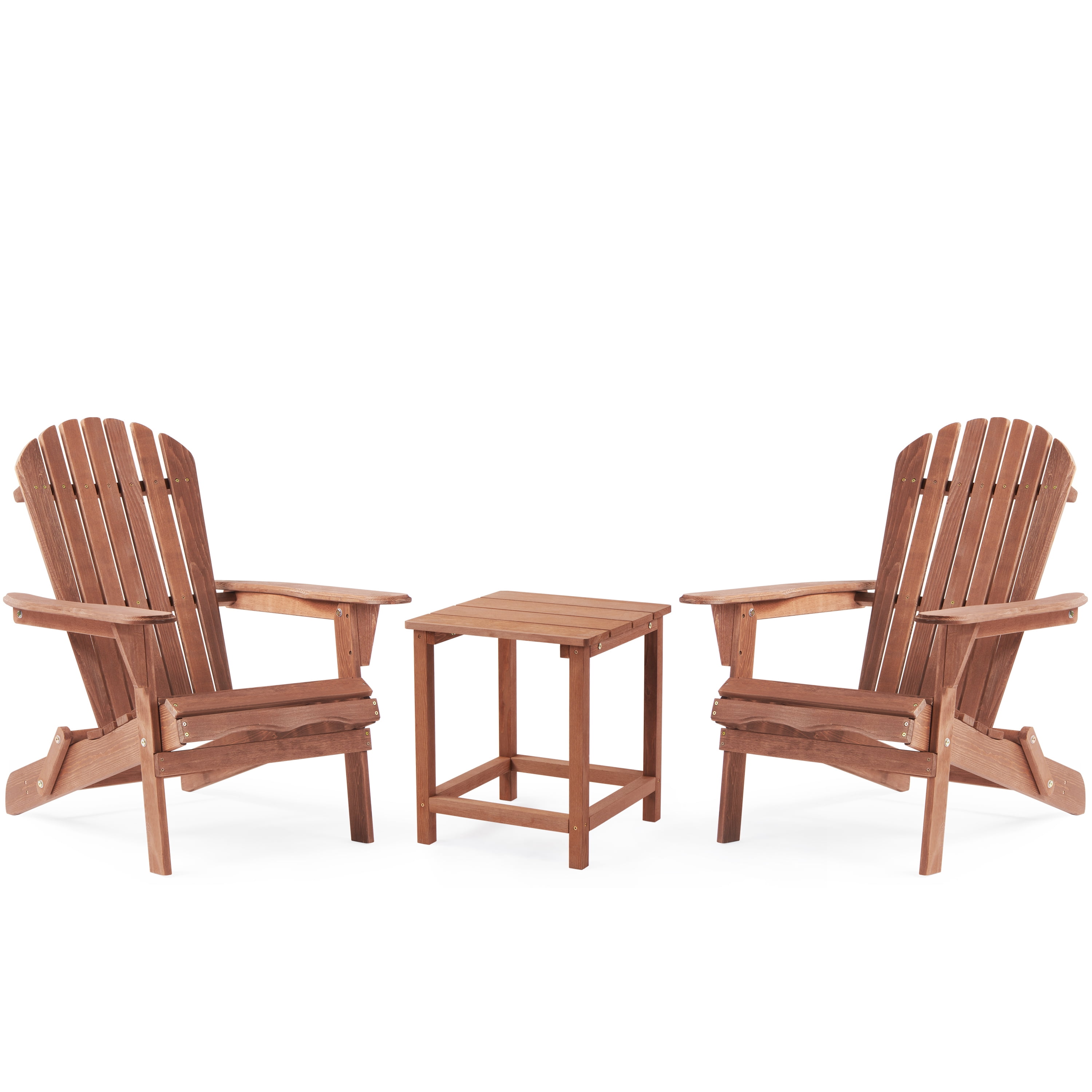 Outdoor Wooden Folding Adirondack Chair Set of 2 with Pre-Assembled BackRest, Wood Patio Chair for Garden Backyard Porch Pool Deck Firepit