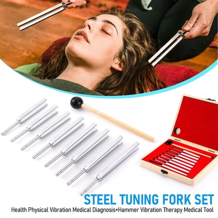 8Pcs Tuning Forks for Healing Set 256Hz 288Hz 320Hz 341Hz 384Hz 426Hz 480Hz 512Hz for Chakras/Sound Therapy/Healing/Medicine