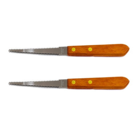 Stainless Steel Serrated Blade - Grapefruit Knife - Serrated Stainless Steel Blade with Wooden Handle (Set of 2 Knives)