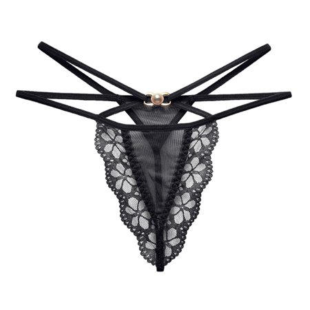 

Women Hollow Out Lace G-String Panties Low-waist Underwear Thong For Festival Birthday Gift Black