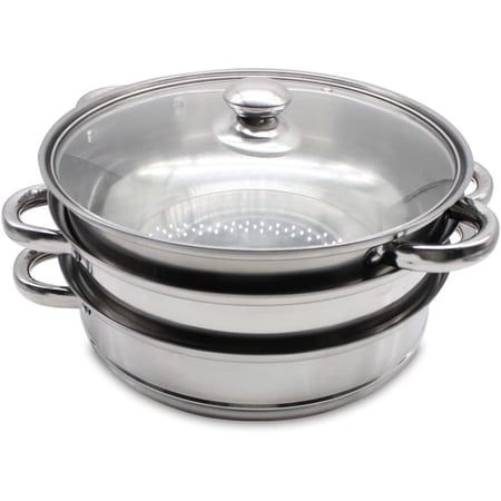 Stainless Steamer 3 Tier Steamer Stainless Steel Steam Cooking Cookware Pot Cooker with Glass Lid