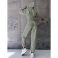 thumbnail image 6 of Women 2 Piece Outfits Zip Up Crop Hoodies SweatPants Lounge Matching Sweat Set Winter Trendy Clothes Light Green XL, 6 of 9