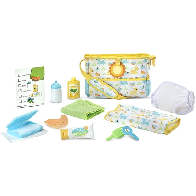 Juego de muñecas Melissa & Doug Mine to Love Travel Time Play Set con bolsa de pañales 17 piezas