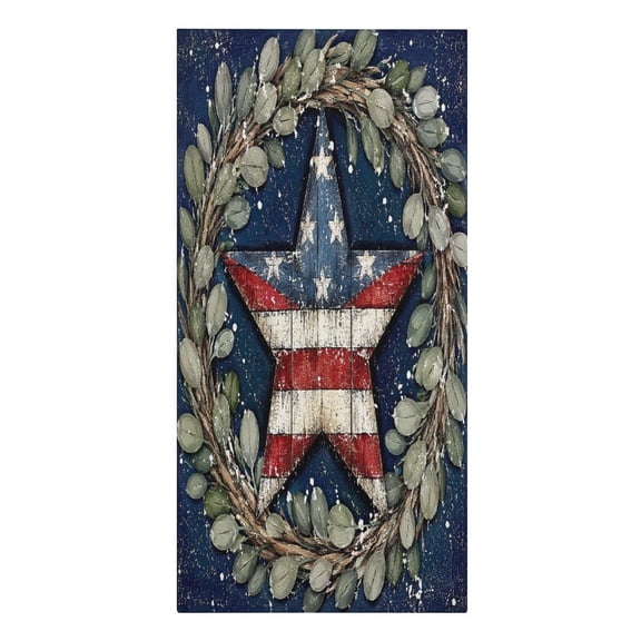 RKSupls Patriotic Star Wreath Wood Microfiber Beach Towel Absorbent Compact Towels for Swimming Pool Beach Travel Things for Vacation Essentials Adult Gift,61.4×30.3Inch