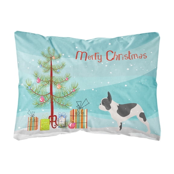 Carolines Treasures BB2959PW1216 French Bulldog Merry Christmas Tree Canvas Fabric Decorative Pillow, 12H x16W,