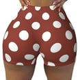 thumbnail image 2 of Fotbe Maroon And White Polka Dot Shorts Sin Costuras – Shorts Deportivos de Cintura Alta para Mujer, Elásticos para Gimnasio, Yoga, Running o Ciclismo-Large, 2 of 8