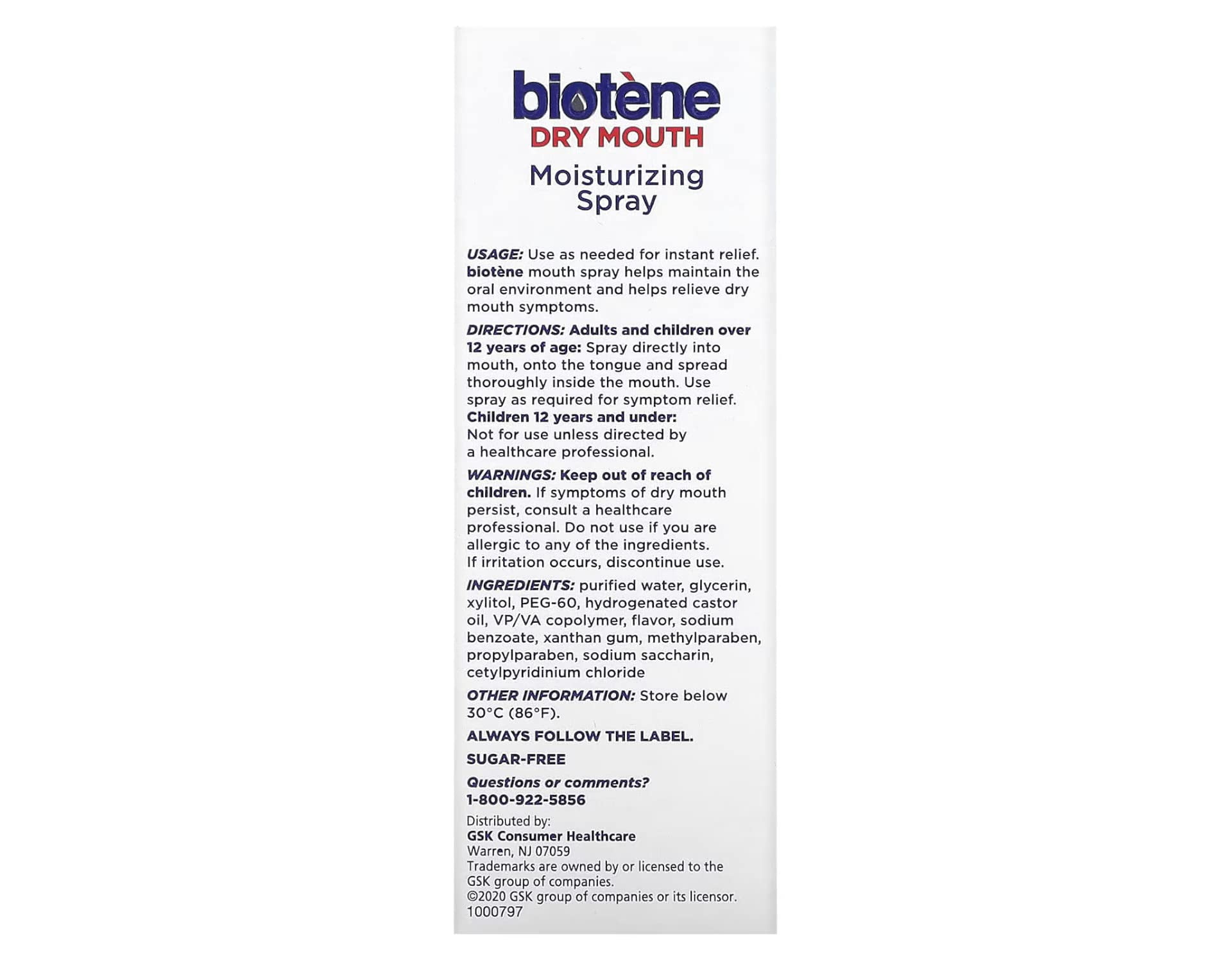 Biotene Moisturizing Gentle Mint Mouth Spray 1.5 Oz Pack Of 6.