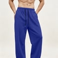 thumbnail image 5 of Wide Leg Sweatpants Men Drawstring Waist Wide-Leg Loose-Fitting Long Pants Sports Pants With Pockets Soft and Comfortable, 5 of 6